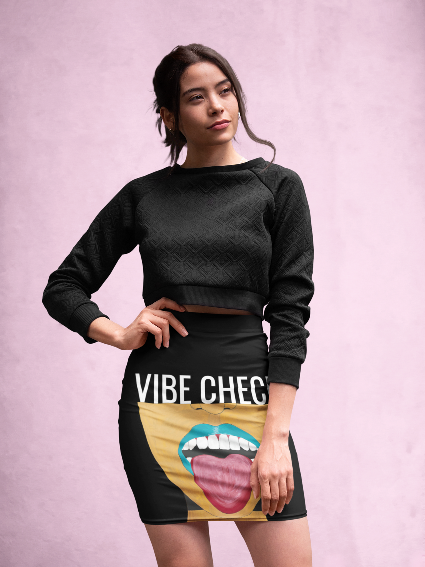 VIBE CHECK by AROK.  badass black women's pencil skirt